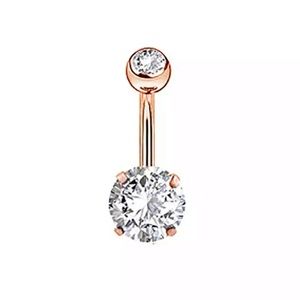 🎉 New Rose Gold Crystal Bellybutton Ring